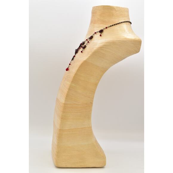 Bellagio USA Crystal Collar Bib Necklace Red Rhinestone Y Drop Signed 90s BinBN - Picture 8 of 12